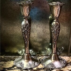 Set of 2 Godinger Silver Plated Candle Stick Holders
